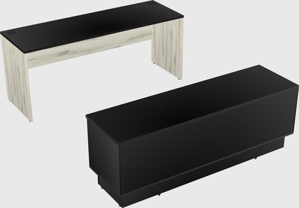 Parallel desk with low credenza