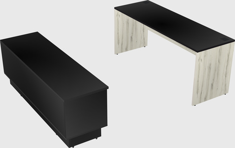 Parallel desk with low credenza