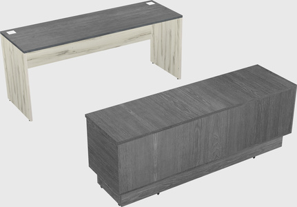 Parallel desk with low credenza