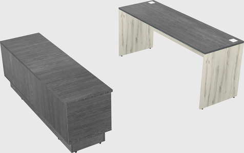 Parallel desk with low credenza