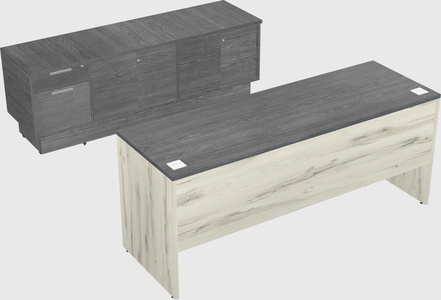 Parallel desk with low credenza