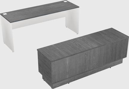Parallel desk with low credenza