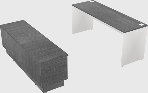 Parallel desk with low credenza