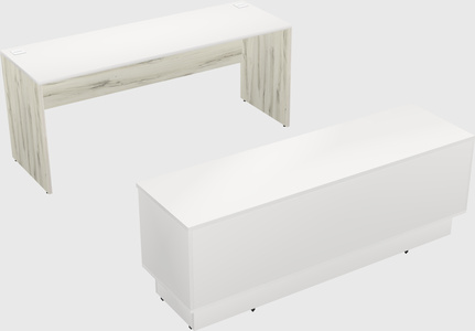 Parallel desk with low credenza