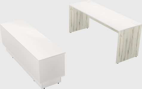 Parallel desk with low credenza