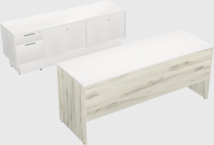 Parallel desk with low credenza