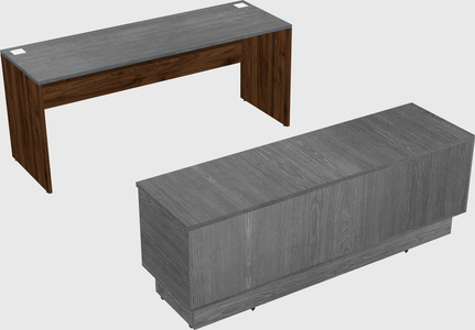 Parallel desk with low credenza