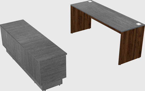 Parallel desk with low credenza