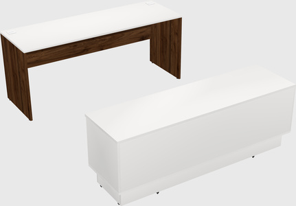 Parallel desk with low credenza