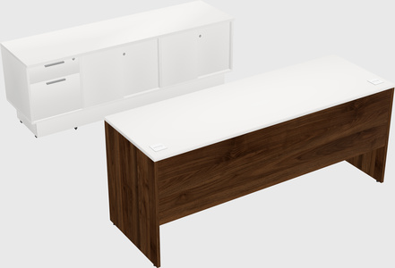 Parallel desk with low credenza