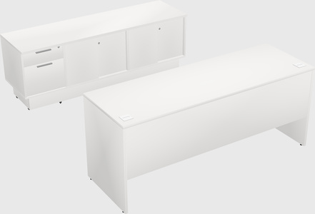 Parallel desk with low credenza