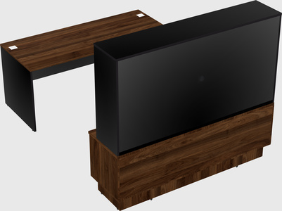 Parallel desk with low credenza