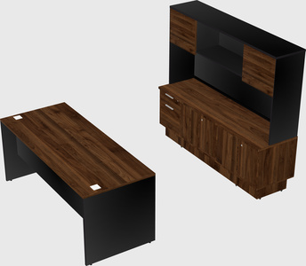 Parallel desk with low credenza