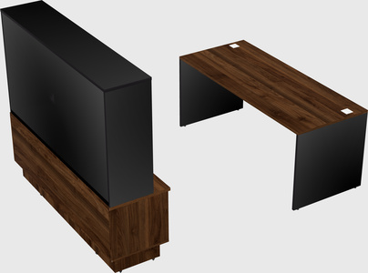 Parallel desk with low credenza