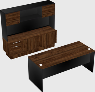 Parallel desk with low credenza
