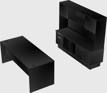 Parallel desk with low credenza