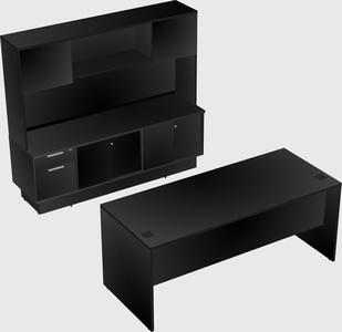 Parallel desk with low credenza