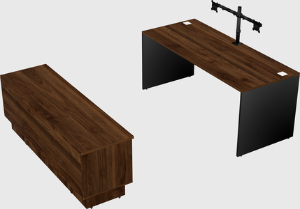 Parallel desk with low credenza