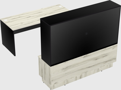 Parallel desk with low credenza