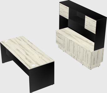 Parallel desk with low credenza