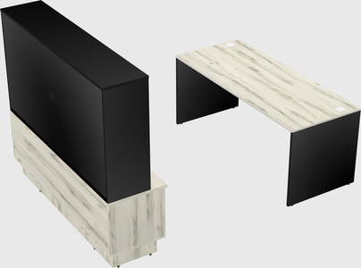 Parallel desk with low credenza