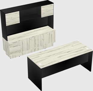 Parallel desk with low credenza