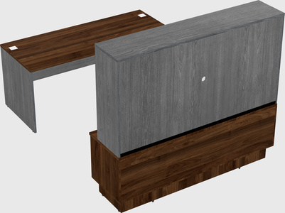 Parallel desk with low credenza