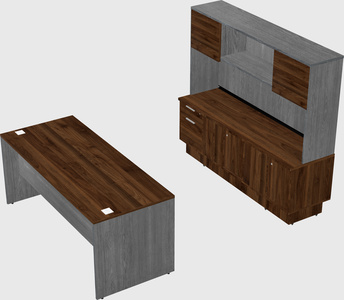 Parallel desk with low credenza