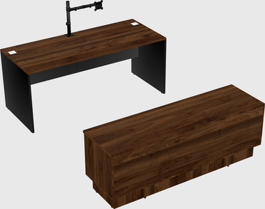 Parallel desk with low credenza