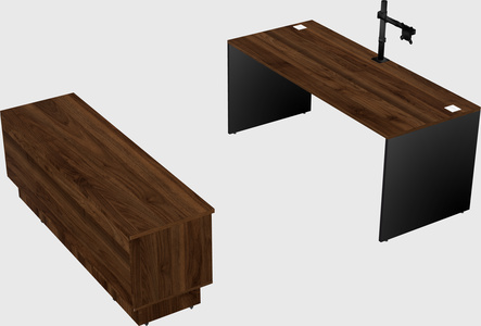 Parallel desk with low credenza