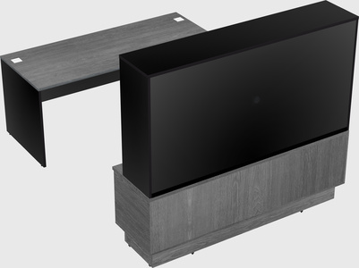 Parallel desk with low credenza
