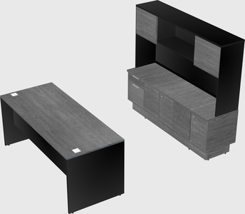 Parallel desk with low credenza