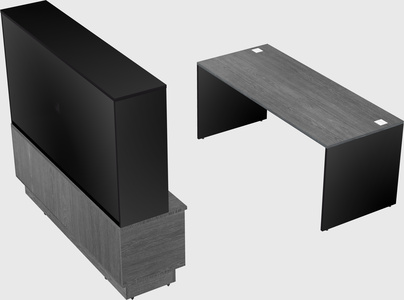 Parallel desk with low credenza