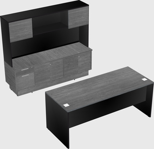 Parallel desk with low credenza