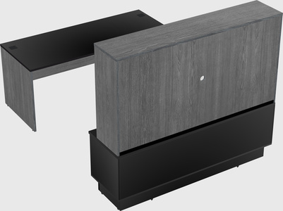 Parallel desk with low credenza
