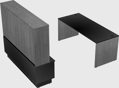 Parallel desk with low credenza