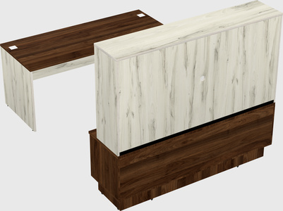Parallel desk with low credenza