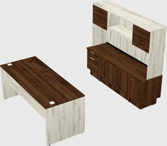 Parallel desk with low credenza