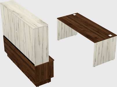 Parallel desk with low credenza