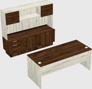 Parallel desk with low credenza