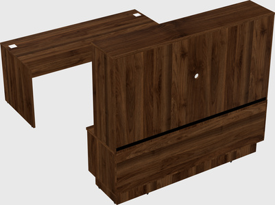 Parallel desk with low credenza