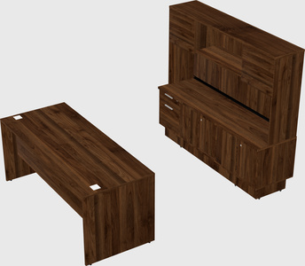 Parallel desk with low credenza