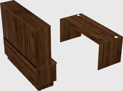 Parallel desk with low credenza
