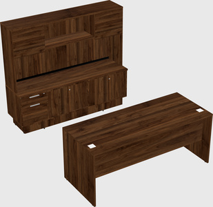 Parallel desk with low credenza