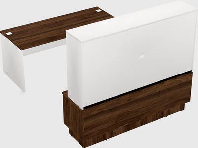 Parallel desk with low credenza