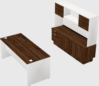 Parallel desk with low credenza