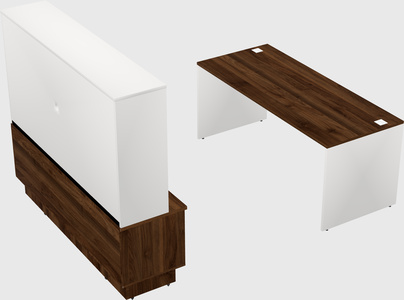 Parallel desk with low credenza