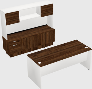 Parallel desk with low credenza