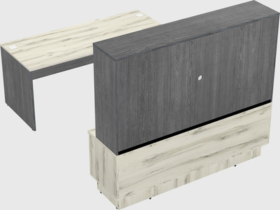 Parallel desk with low credenza