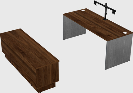 Parallel desk with low credenza